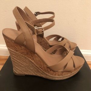 Charles David Nude Wedge Sandals Size 9